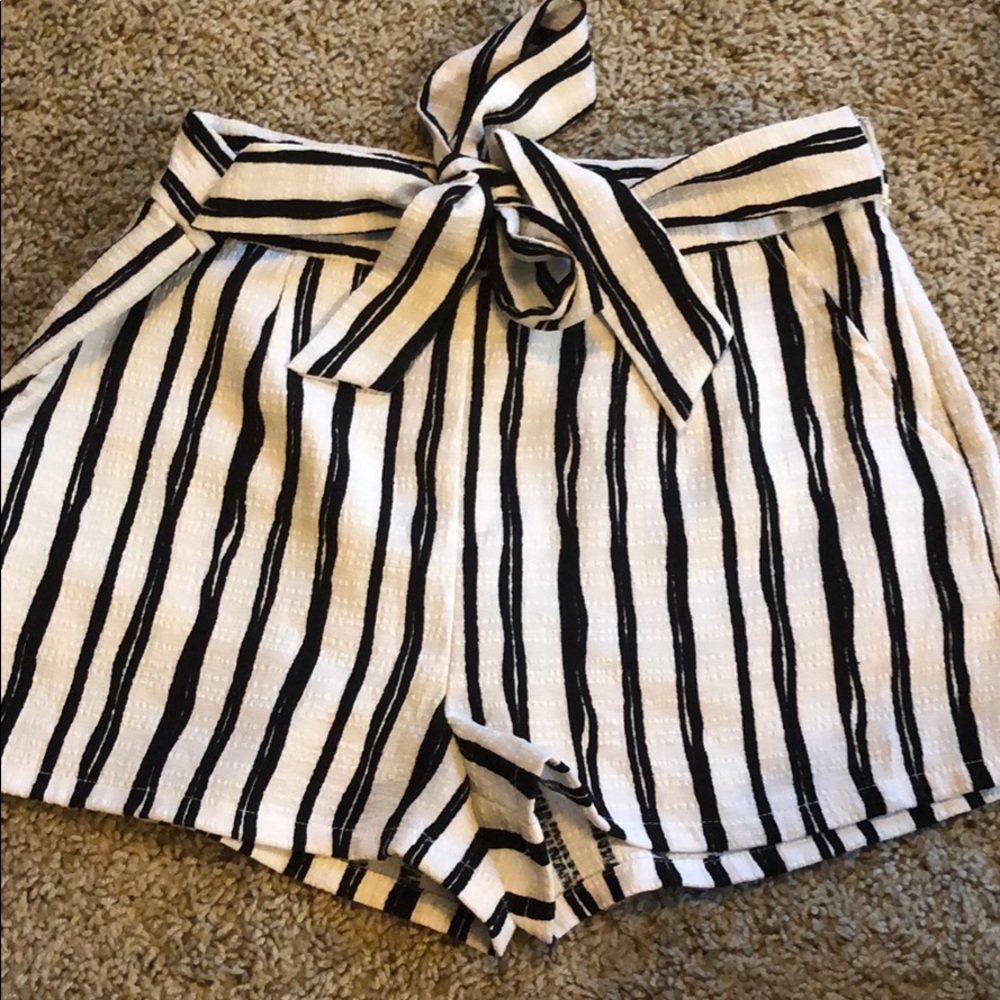 High waisted striped shorts